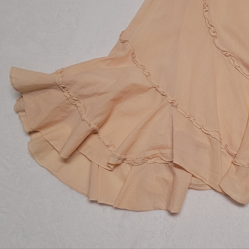 Charlotte Russe Vintage Cream Tiered Asymmetric Ruffle High Waisted Midi Skirt L - Picture 4 of 10